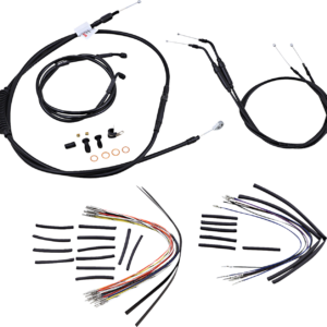 Complete Black Vinyl Handlebar Cable/Line Kit for Ape Hangers - 14" - '06 FXDWG