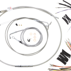 Complete Stainless Braided Handlebar Cable/Brake Line Kit - 14" Ape Hangers - '00-'06 FLST