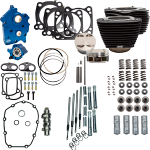 Power Pack - Oil Cooled - 550C - Wrinkle Black w/o Highlight - Chrome Pushrod Tubes - M8