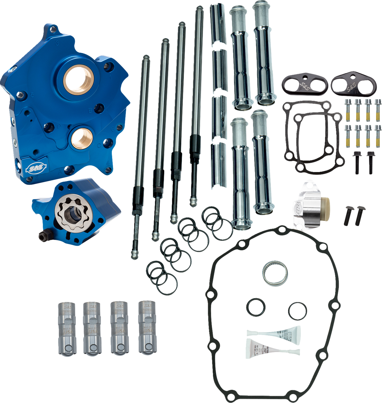Cam Chest - Water Cooled - Chain Drive - Chrome Pushrod Tubes - M8