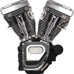T111 Long Block Engine - Wrinkle Black and Chrome - Touring