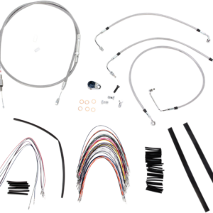 Complete Stainless Braided Handlebar Cable/Brake Line Kit - 14" Ape Hangers - '08-'13 Touring