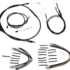 Jail Bar Cable Kit - 12" Handlebars - Black Vinyl - '07-'11 FXD