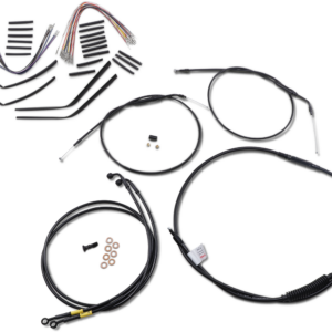 Complete Black Vinyl Handlebar Cable/Line Kit for Ape Hangers - 14" - '08-'11 FXDF