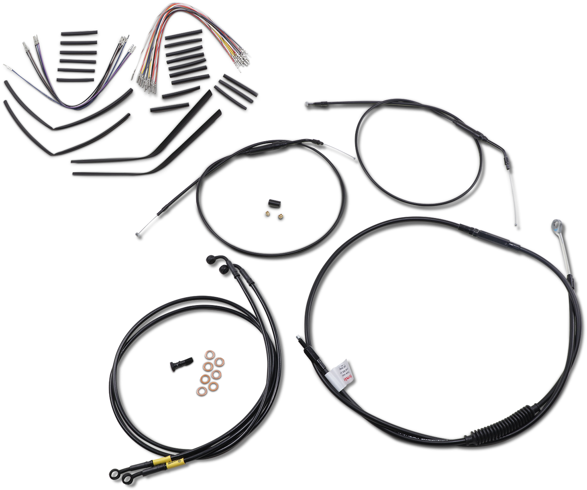 Complete Black Vinyl Handlebar Cable/Line Kit for Ape Hangers - 14" - '08-'11 FXDF
