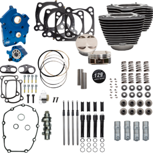 129" Power Pack - 550 Chain Drive - Oil Cooled - Wrinkle Black w/Highlight Fins - 107" M8