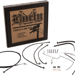 Complete Black Vinyl Handlebar Cable/Line Kit for Ape Hangers - 16" - ABS - '14-'16 FLHR