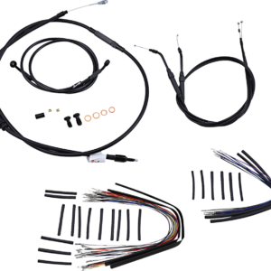 Complete Black Vinyl Handlebar Cable/Line Kit for Ape Hangers - 12" - '07-'11 FXD