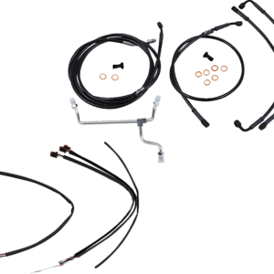 Complete Black Vinyl Handlebar Cable/Line Kit for Ape Hangers - 18" - '17-'19 Touring