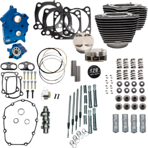 Power Pack - Oil Cooled - 550C - Wrinkle Black w/Highlight - Chrome Pushrod Tubes - 107" M8