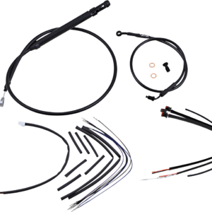 Complete Black Vinyl Handlebar Cable/Line Kit for Ape Hangers - 16" - '18-'24 Softail