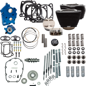Power Pack - Oil Cooled - 550G - Wrinkle Black w/o Highlight - Chrome Pushrod Tubes - 114"/117" M8
