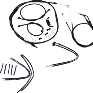 Complete Black Vinyl Handlebar Cable/Line Kit for Ape Hangers - 12" - ABS - '12-'17 Dyna