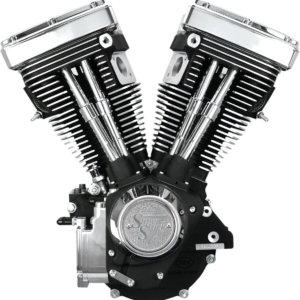 V80 Long-Block Engine - Wrinkle Black - Custom Chassis | Evolution Big Twin