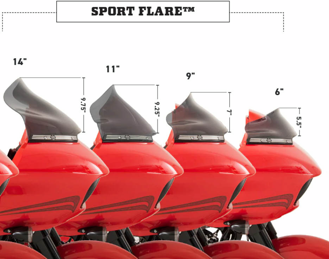 Sport Flare® Windshield - 9" - Black - '15-'25 FLTR