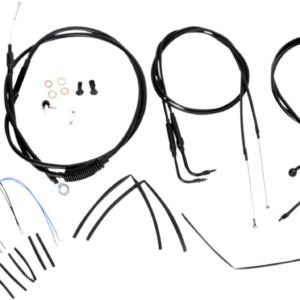 Complete Black Vinyl Handlebar Cable/Line Kit for Ape Hangers - 18" - '11-'15 FLS