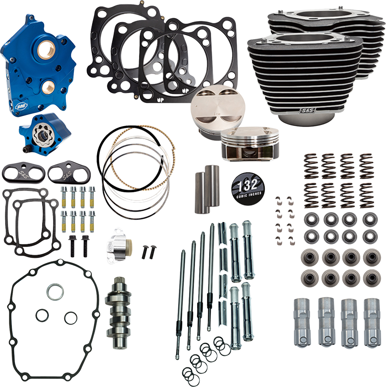 Power Pack - Water Cooled - 550C - Wrinkle Black w/Highlight - Chrome Pushrod Tubes - 114"/117" M8