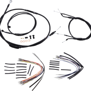 Complete Black Vinyl Handlebar Cable/Line Kit for Ape Hangers - 14" - '96-'05 FXD