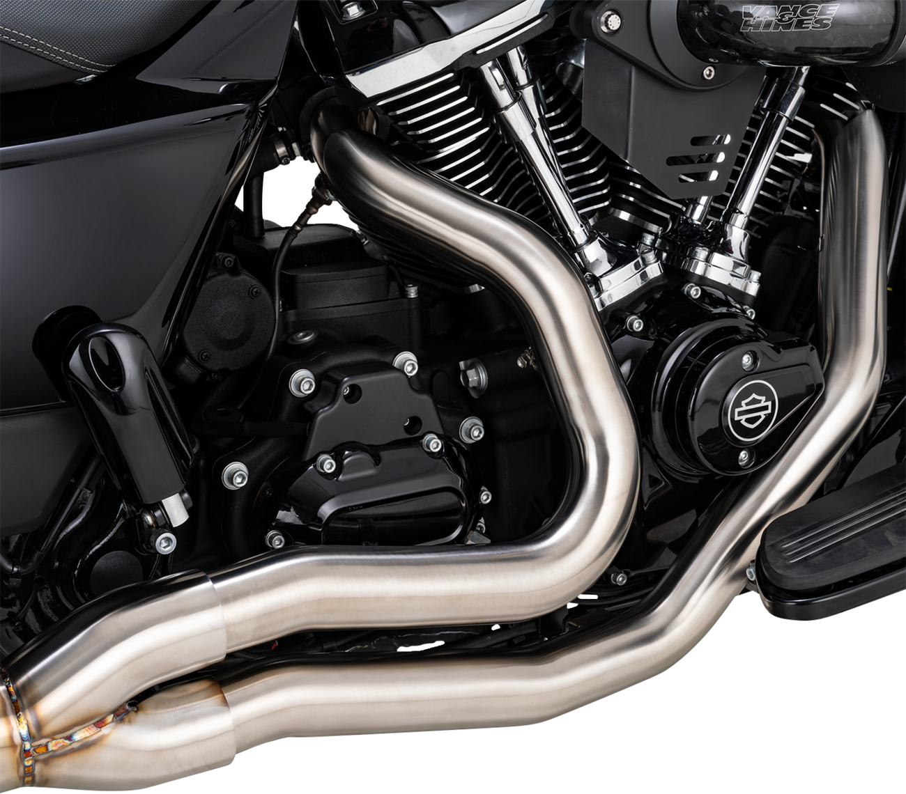 2-into-1 Gaslighter Exhaust System with Heat Shields - M8 Touring - Brushed