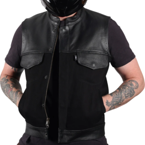 Kanan Leather/Denim Riding Vest - Black - Small