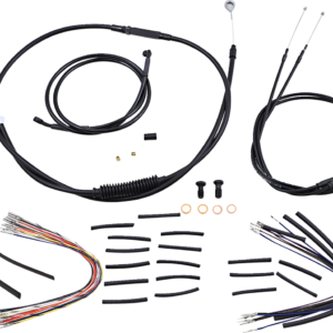 Complete Black Vinyl Handlebar Cable/Line Kit for Ape Hangers - 12" - '06 FXD