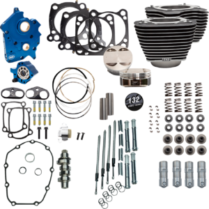Power Pack - Oil Cooled - 550C - Wrinkle Black w/Highlight - Chrome Pushrod Tubes - 114"/117" M8