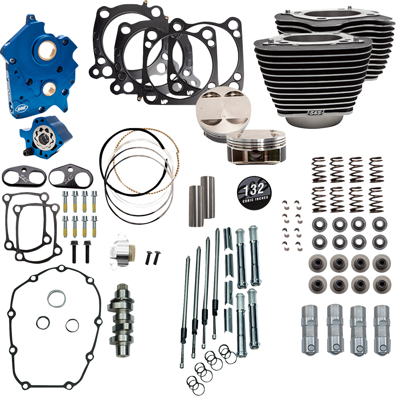 Power Pack - Oil Cooled - 550C - Wrinkle Black w/Highlight - Chrome Pushrod Tubes - 114"/117" M8