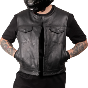 Encinal Leather Shorty Riding Vest - Black - 3XL