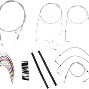 Complete Stainless Braided Handlebar Cable/Brake Line Kit - 14" Ape Hangers - '07 Touring