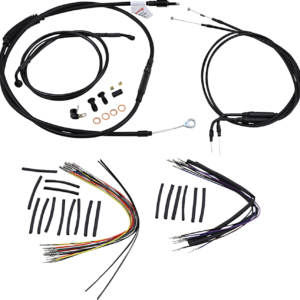 Complete Black Vinyl Handlebar Cable/Line Kit for Ape Hangers - 14" - '00-'06 FLST