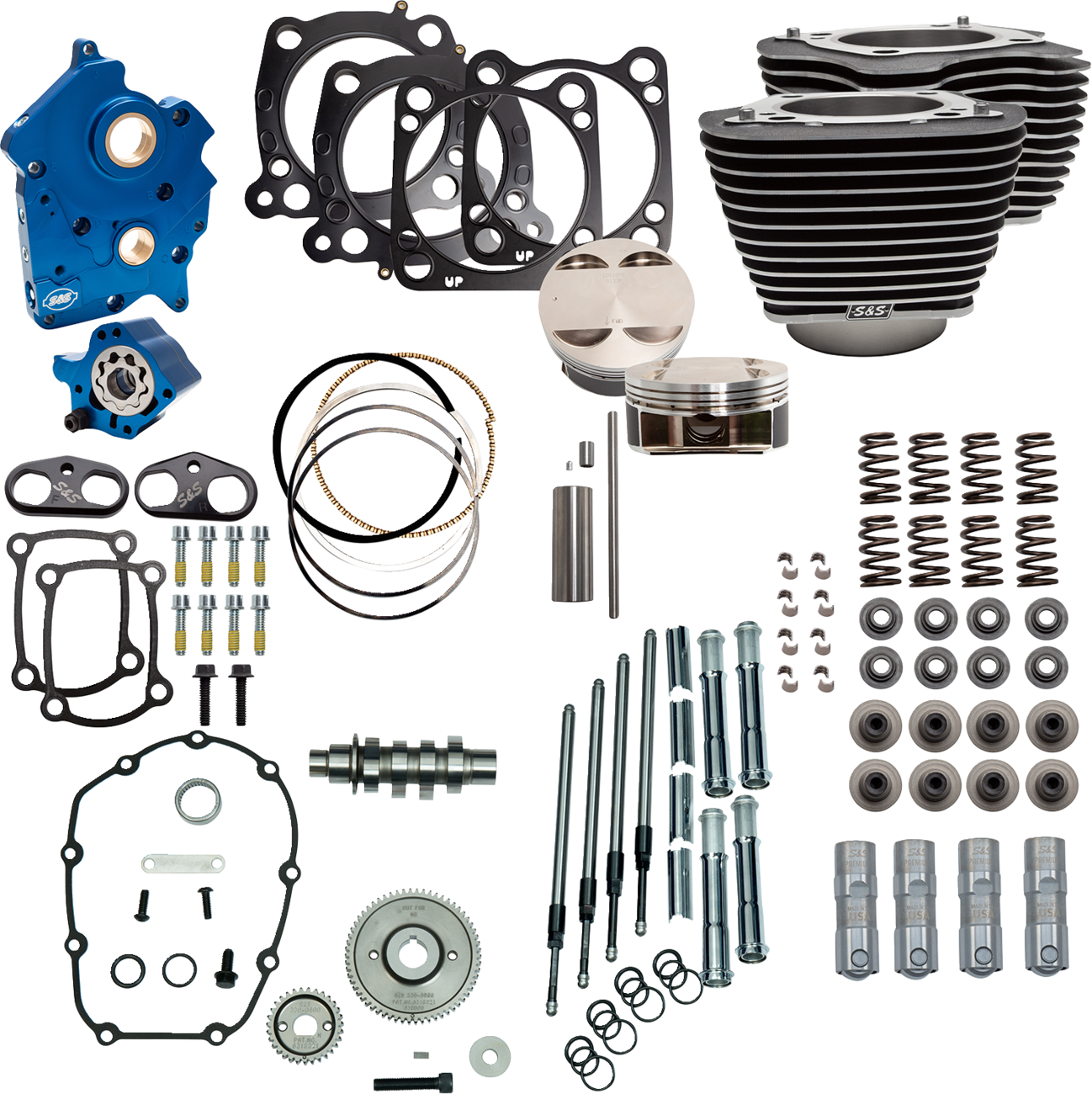 Power Pack - Oil Cooled - 550G - Wrinkle Black w/Highlight - Chrome Pushrod Tubes - M8