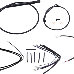 Complete Black Vinyl Handlebar Cable/Line Kit for Ape Hangers - 12" - '18-'24 Softail