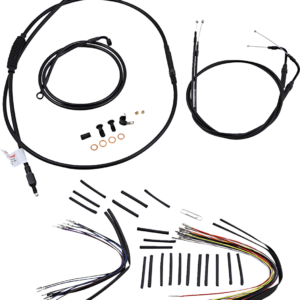Complete Black Vinyl Handlebar Cable/Line Kit for Ape Hangers - 16" - '07-'10 FLST