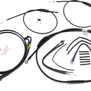 Complete Black Vinyl Handlebar Cable/Line Kit for Ape Hangers - 12" - '12-'17 FXD
