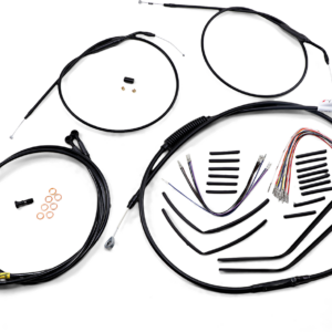 Complete Black Vinyl Handlebar Cable/Line Kit for Ape Hangers - 14" - '96-'05 FXD