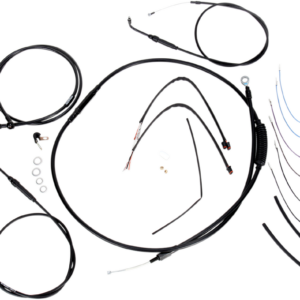 Complete Black Vinyl Handlebar Cable/Line Kit for Ape Hangers - 14" - '11-'15 FLS