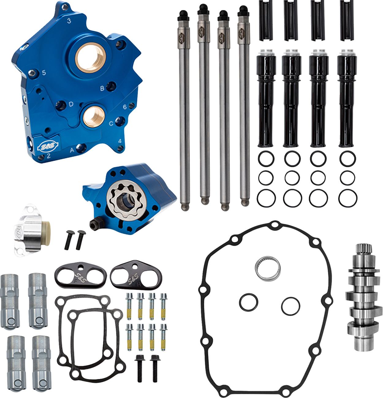 Cam Chest Kit - Oil Cooled - Chain Drive - 496 Cam - Black Pushrod Tubes - M8