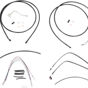 Complete Black Vinyl Handlebar Cable/Line Kit for Ape Hangers - 15" - ABS - '14-'16 FLH