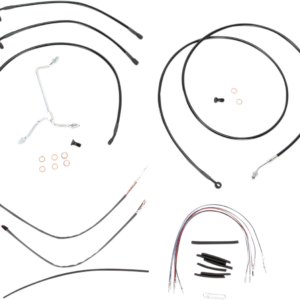 Complete Black Vinyl Handlebar Cable/Line Kit for Ape Hangers - 15" - '14-'16 FLH