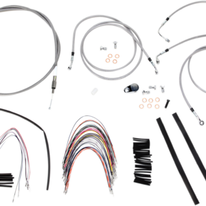 Complete Stainless Braided Handlebar Cable/Brake Line Kit - 14" Ape Hangers- '08-'13 Touring