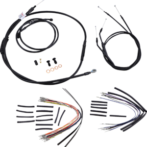 Complete Black Vinyl Handlebar Cable/Line Kit for Ape Hangers - 16" - '06 FXDWG