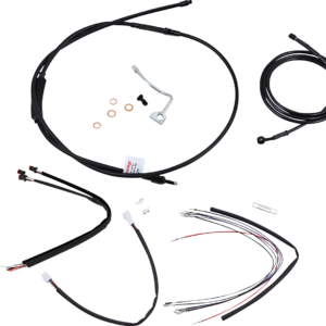Complete Black Vinyl Handlebar Cable/Line Kit for Ape Hangers - 18" - ABS - '14-'16 FLHR