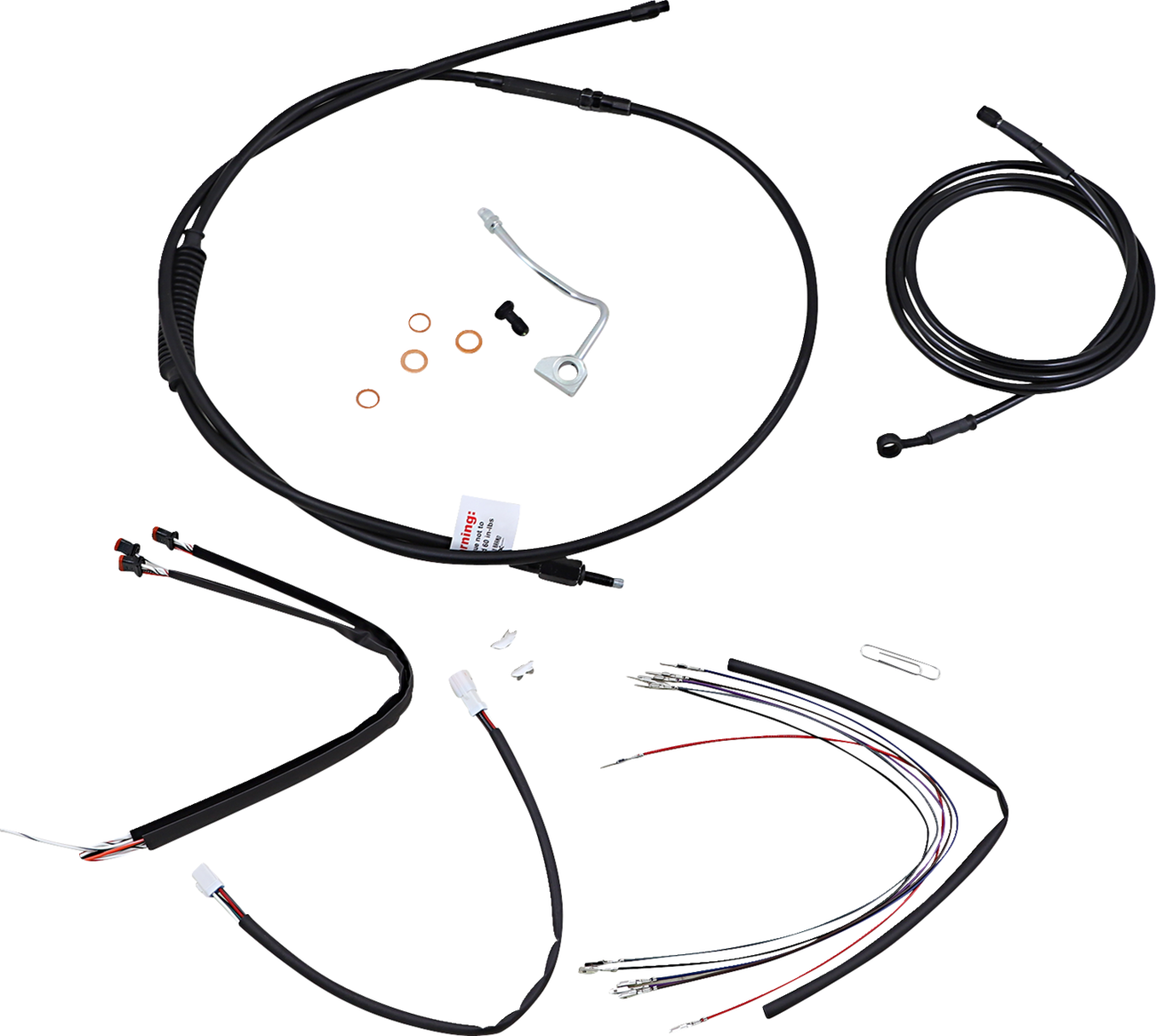 Complete Black Vinyl Handlebar Cable/Line Kit for Ape Hangers - 18" - ABS - '14-'16 FLHR