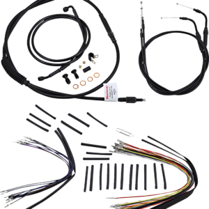 Complete Black Vinyl Handlebar Cable/Line Kit for Ape Hangers - 14" - '07-'10 FLST