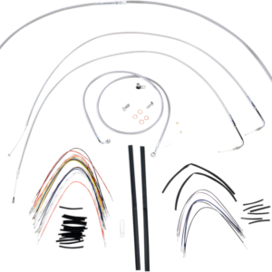 Complete Stainless Braided Handlebar Cable/Brake Line Kit - 16" Ape Hangers - '07-'10 FXST
