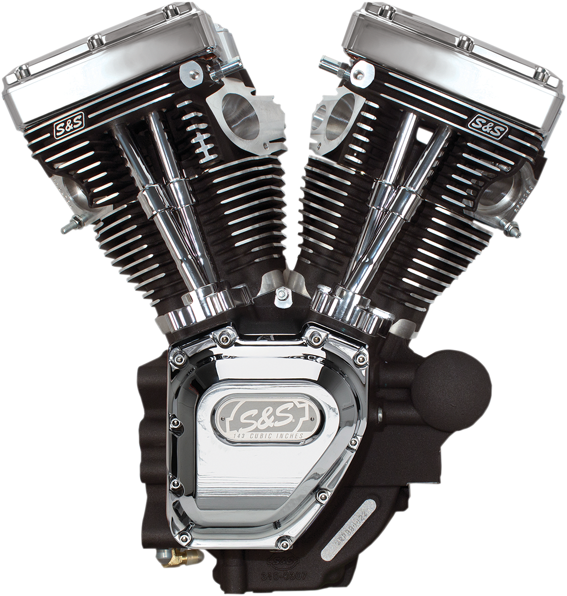 T143 Long Block Engine - Wrinkle Black and Chrome - Dyna