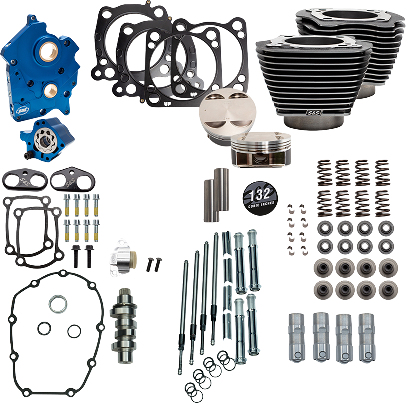Power Pack - Water Cooled - 550C - Black Granite w/Highlight - Chrome Pushrod Tubes - 114"/117" M8