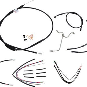 Complete Black Vinyl Handlebar Cable/Line Kit for Ape Hangers - 16" - '14-'16 FLHR