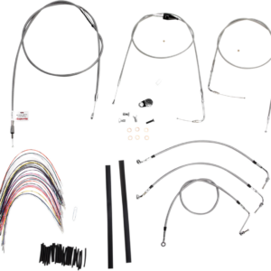 Complete Stainless Braided Handlebar Cable/Brake Line Kit - 14" Ape Hangers - '00-'06 Touring