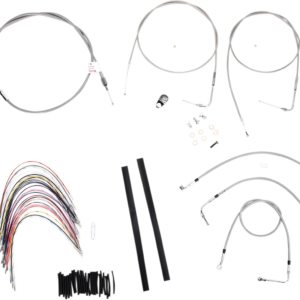 Complete Stainless Braided Handlebar Cable/Brake Line Kit - 16" Ape Hangers - '00-'06 Touring